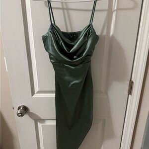 Windsor Satin Sage Green Midi Dress with Slit - NWT